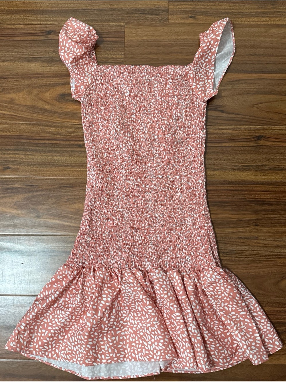 SHEIN Dusty Rose Smocked Ruffle Casual Dress